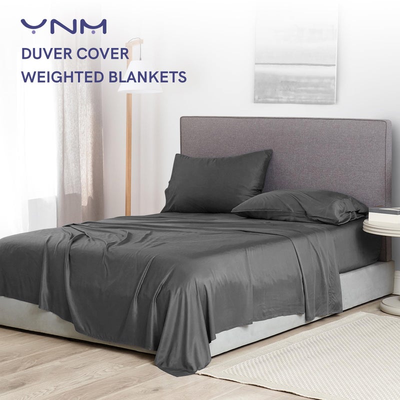 YnM Exclusive Cooling Duvet Cover for Weighted Blankets with 16 Strings (Dark Grey, 60"x80") - Image 2